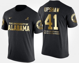 Short Sleeve With Message Gold Limited Courtney Upshaw Alabama Crimson Tide T-Shirt Black #41 For Men