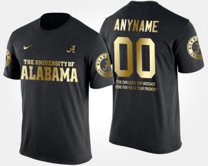 University of Alabama Customized T-Shirt #00 For Men's Black Short Sleeve With Message Gold Limited