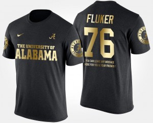 Men D.J. Fluker Bama T-Shirt Gold Limited #76 Black Short Sleeve With Message