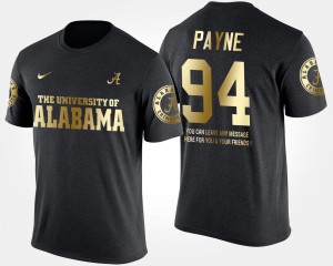 Short Sleeve With Message For Men Da'Ron Payne Bama T-Shirt Gold Limited #94 Black