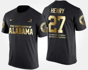 For Men #27 Gold Limited Derrick Henry University of Alabama T-Shirt Black Short Sleeve With Message