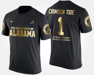 Black University of Alabama T-Shirt #1 No.1 Short Sleeve With Message Men's Gold Limited