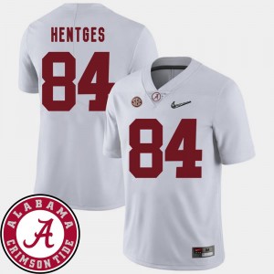White 2018 SEC Patch Hale Hentges Alabama Crimson Tide Jersey #84 Mens College Football