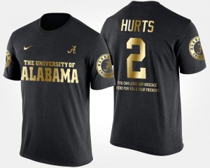 Jalen Hurts Alabama T-Shirt Gold Limited #2 Black Short Sleeve With Message For Men
