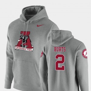 Jalen Hurts University of Alabama Hoodie #2 Nike Pullover Heathered Gray Vault Logo Club For Men's