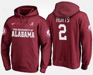 Name and Number Crimson #2 Jalen Hurts Bama Hoodie For Men