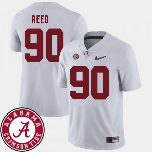 College Football 2018 SEC Patch #90 White Mens Jarran Reed Bama Jersey