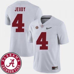 #4 Jerry Jeudy Alabama Crimson Tide Jersey Men White College Football 2018 SEC Patch