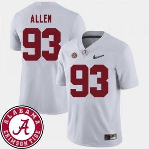 Jonathan Allen University of Alabama Jersey #93 For Men's White College Football 2018 SEC Patch