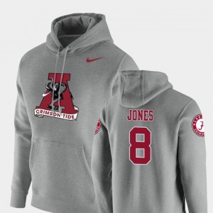 Men's #8 Nike Pullover Vault Logo Club Heathered Gray Julio Jones University of Alabama Hoodie