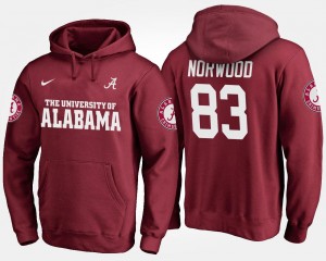 Men Name and Number #83 Kevin Norwood University of Alabama Hoodie Crimson