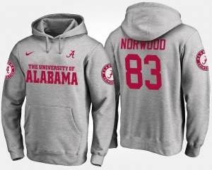 #83 Men's Gray Kevin Norwood Bama Hoodie Name and Number