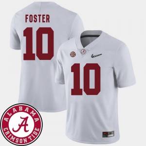 White For Men's Reuben Foster Alabama Crimson Tide Jersey #10 College Football 2018 SEC Patch