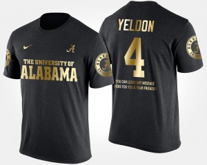 Black T.J. Yeldon University of Alabama T-Shirt Short Sleeve With Message Men's #4 Gold Limited