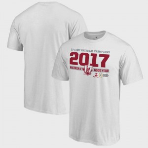 White Alabama Crimson Tide T-Shirt Bowl Game Mens College Football Playoff 2017 National Champions Offside