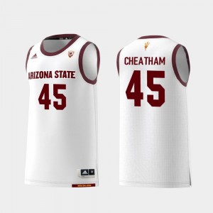Men #45 College Basketball White Replica Zylan Cheatham Arizona State University Jersey