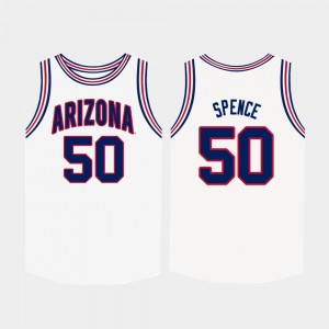 #50 White College Basketball Alec Spence Arizona Wildcats Jersey Men's