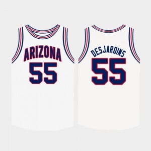 Mens #55 College Basketball Jake DesJardins Arizona Jersey White