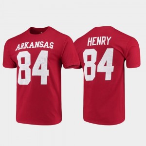 Cardinal Name & Number Hunter Henry Arkansas Razorbacks T-Shirt Men's #84 College Football