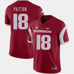 For Men's Cardinal Jeremy Patton Arkansas Razorbacks Jersey Nike College Football #18