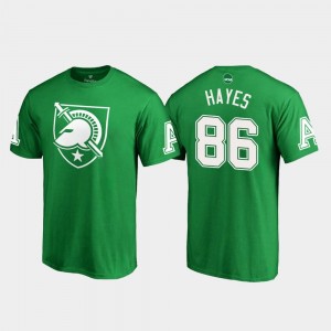 Christian Hayes Army Black Knights T-Shirt White Logo Fanatics Branded #86 Kelly Green Mens St. Patrick's Day