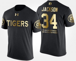 Black Short Sleeve With Message Gold Limited For Men's #34 Bo Jackson Auburn University T-Shirt