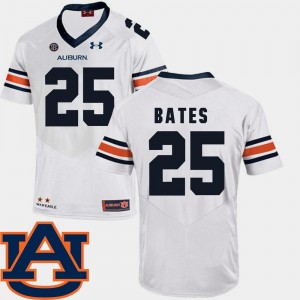 #25 Mens Daren Bates Auburn University Jersey SEC Patch Replica College Football White