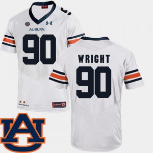 Men SEC Patch Replica College Football White Gabe Wright Auburn University Jersey #90