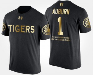 Auburn T-Shirt No.1 Short Sleeve With Message Black #1 Men Gold Limited