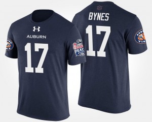 Bowl Game Navy Mens Josh Bynes Auburn University T-Shirt #17 Peach Bowl