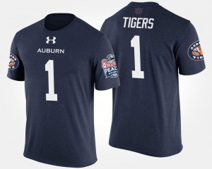 No.1 Peach Bowl Name and Number Auburn Tigers T-Shirt #1 Men Bowl Game Navy