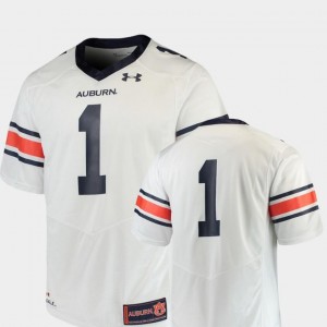 Team Replica Under Armour College Football #1 For Men's White AU Jersey