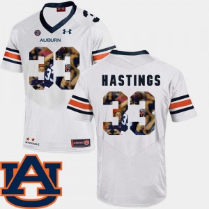 #33 Will Hastings Auburn Jersey Football White Pictorial Fashion For Men's