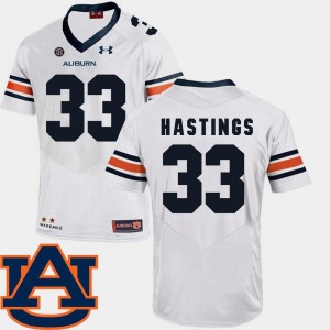 SEC Patch Replica White Men #33 Will Hastings Auburn Tigers Jersey College Football