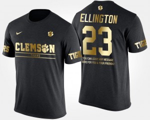 Short Sleeve With Message Andre Ellington Clemson National Championship T-Shirt #23 For Men Gold Limited Black