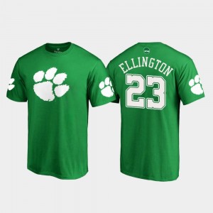 #23 Andre Ellington Clemson National Championship T-Shirt St. Patrick's Day White Logo Fanatics Branded Kelly Green For Men