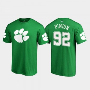 St. Patrick's Day White Logo Fanatics Branded #92 Bradley Pinion CFP Champs T-Shirt Men Kelly Green