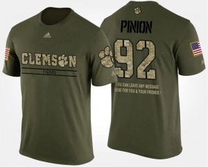 Mens Short Sleeve With Message Military Camo #92 Bradley Pinion Clemson Tigers T-Shirt