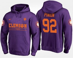 Bradley Pinion Clemson University Hoodie Name and Number Purple Men #92