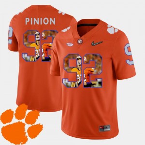 Bradley Pinion Clemson National Championship Jersey Orange #92 Mens Football Pictorial Fashion
