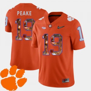 For Men's #19 Football Pictorial Fashion Orange Charone Peake Clemson National Championship Jersey