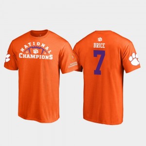 #7 Men 2018 National Champions Chase Brice Clemson University T-Shirt Orange Pylon College Football Playoff