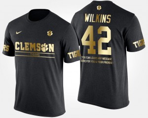 Short Sleeve With Message Christian Wilkins CFP Champs T-Shirt Black #42 For Men Gold Limited