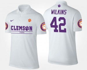 White Mens Christian Wilkins Clemson Polo #42 Name and Number