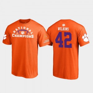 #42 2018 National Champions Men's Pylon College Football Playoff Christian Wilkins Clemson National Championship T-Shirt Orange