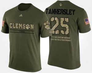 Military #25 Mens Camo Cordrea Tankersley Clemson T-Shirt Short Sleeve With Message