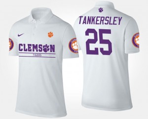 Men White #25 Cordrea Tankersley Clemson Polo Name and Number