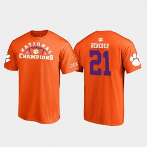 2018 National Champions #21 Orange Pylon College Football Playoff Darien Rencher Clemson National Championship T-Shirt For Men