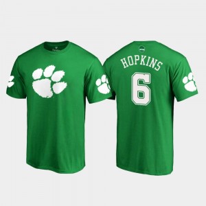 #6 St. Patrick's Day DeAndre Hopkins Clemson T-Shirt White Logo Fanatics Branded Men's Kelly Green