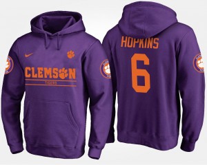 Men Purple Name and Number #6 DeAndre Hopkins Clemson Hoodie
